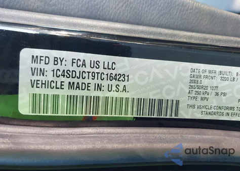 2026 Dodge Durango Gt Plus Hemi V8 Awd from USA, damaged, VIN 1C4SDJCT9TC164231